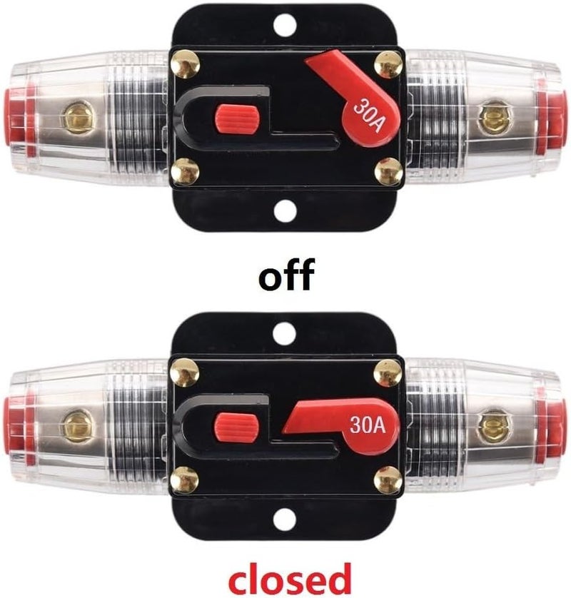 ANJOSHI Fuse Holders 30amp Inline Circuit Breaker 20-300A for Car Audio and Amps Overload Protection Reset Fuse Inverter 12V-24V DC Replace Fuses - Image 5